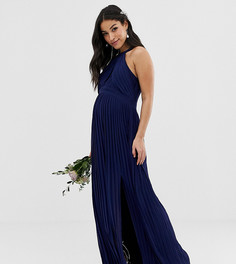 Плиссированное платье макси TFNC Maternity - Темно-синий