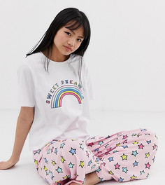 Пижамный комплект из футболки с надписью sweet dreaming и брюк ASOS DESIGN Petite - Мульти