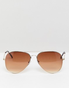 Золотистые солнцезащитные очки-авиаторы 7X - Коричневый