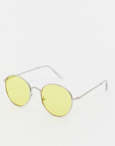 Желтые солнцезащитные очки-авиаторы AJ Morgan - Серебряный
