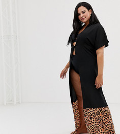 Пляжное кимоно с леопардовым принтом South Beach Curve - Мульти