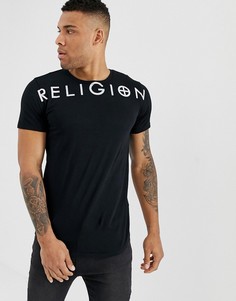 Черная обтягивающая футболка с логотипом бренда Religion - Черный