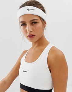 Белая повязка на голову с логотипом-галочкой Nike Training - Белый