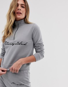 Серый пижамный комплект с молнией на топе и шортами Missguided - Серый