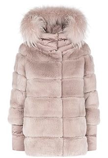 Шуба из меха кролика с текстильными элементами Virtuale Fur Collection