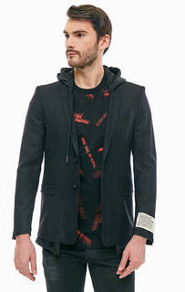 Шерстяной пиджак со съемным капюшоном на пуговицах Diesel