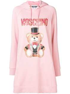 Moschino платье с капюшоном и принтом медведя