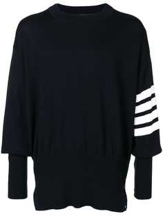 Thom Browne пуловер в стиле оверсайз с 4 полосками