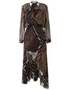 Preen Line платье асимметричного кроя с миксом принтов