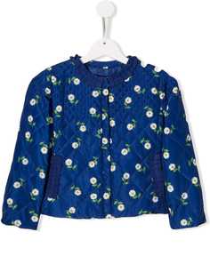 Monnalisa стеганая куртка с цветочным принтом