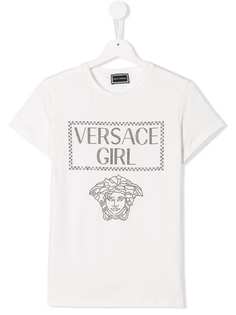 Young Versace футболка с логотипом и кристаллами