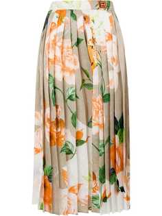Off-White плиссированная юбка с цветочным принтом
