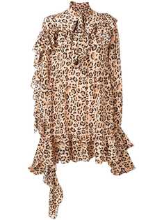 Rokh леопардовое платье с оборками