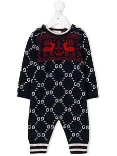 Gucci Kids трикотажный ромпер с узором GG