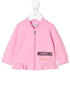 Moschino Kids куртка-бомбер с вышивкой и оборкой