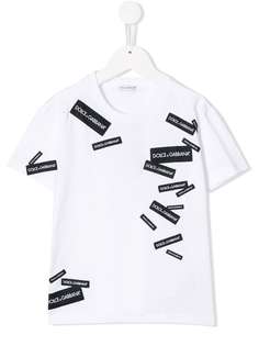Dolce & Gabbana Kids футболка в стиле пэчворк с логотипом