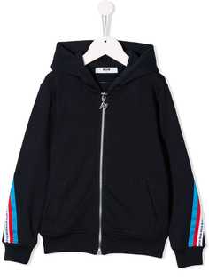 Msgm Kids толстовка на молнии с капюшоном и полосками