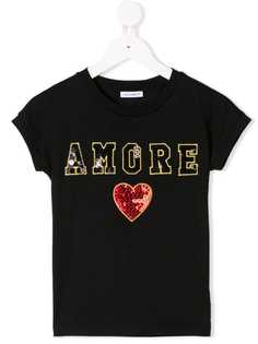 Dolce & Gabbana Kids футболка с пайетками и узором Amore
