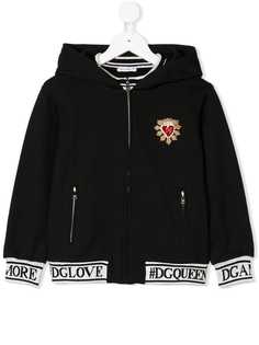 Dolce & Gabbana Kids толстовка на молнии #DGROYALS с капюшоном