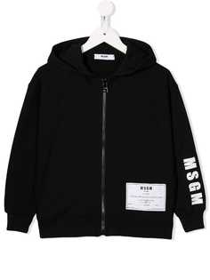 Msgm Kids толстовка на молнии с капюшоном и принтом логотипа