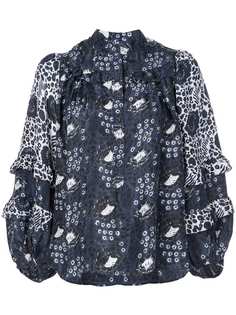 Apiece Apart multiple pattern ruffle blouse
