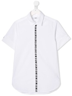 Msgm Kids рубашка с короткими рукавами и планкой-логотипом