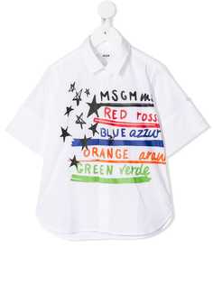 Msgm Kids рубашка с длинными рукавами и принтом логотипа
