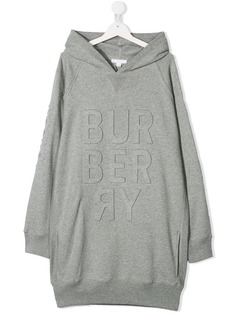 Burberry Kids платье-худи с тисненым логотипом
