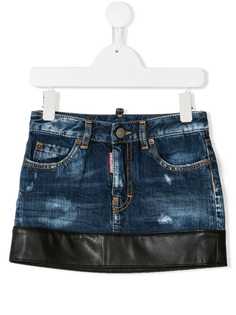 Dsquared2 Kids джинсовая мини-юбка с контрастной отделкой