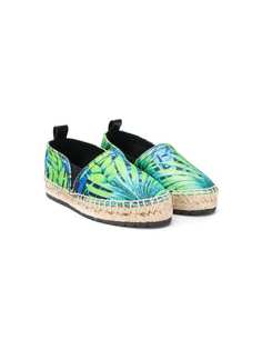 Young Versace leaf print espadrille sneakers