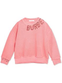 Burberry Kids Stencil Logo Print Cotton Sweatshirt