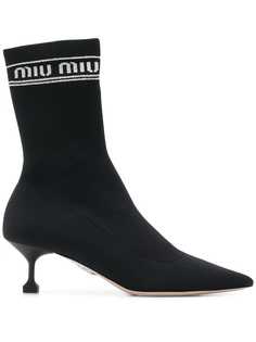 Miu Miu ботильоны с носочной вставкой и логотипом