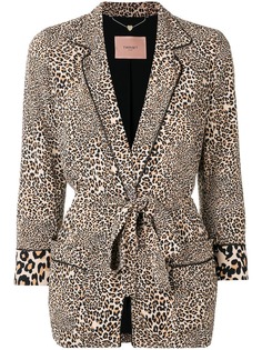 Twin-Set пиджак с поясом и леопардовым принтом