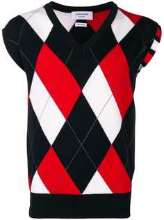 Thom Browne пуловер с V-образным вырезом в ромбик