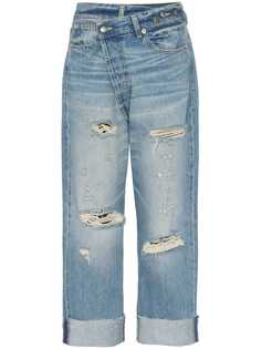 R13 джинсы-бойфренды с эффектом потертости