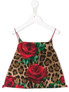 Dolce & Gabbana Kids топ с леопардовым и цветочным принтом