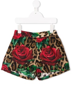 Dolce & Gabbana Kids шорты с леопардовым и цветочным принтом