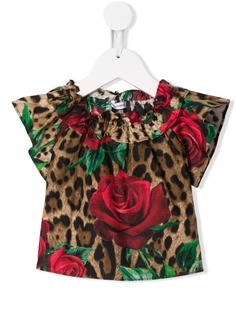 Dolce & Gabbana Kids топ с леопардовым и цветочным принтом