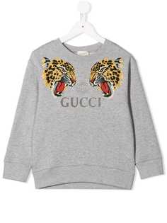 Gucci Kids толстовка с леопардовым принтом