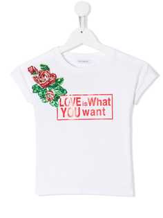 Dolce & Gabbana Kids футболка Love Is What You Want с отделкой пайетками
