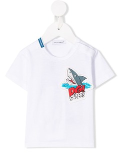 Dolce & Gabbana Kids футболка с нашивкой в виде акулы