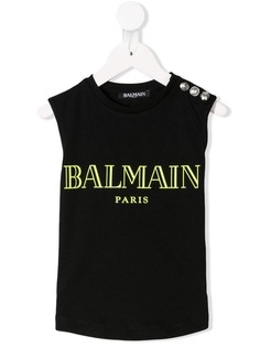 Balmain Kids топ с принтом логотипа