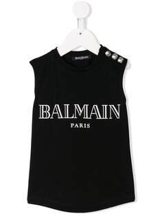 Balmain Kids топ с принтом логотипа