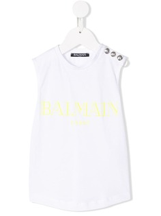 Balmain Kids топ с принтом логотипа