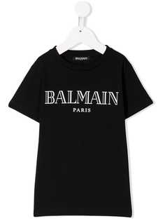 Balmain Kids футболка с принтом логотипа