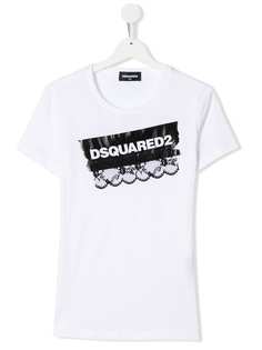 Dsquared2 Kids футболка с логотипом и кружевной аппликацией