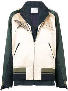 Sacai куртка-бомбер с вышивкой ястреба