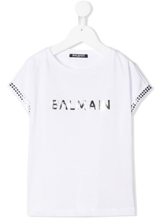 Balmain Kids футболка с принтом логотипа