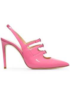 Liudmila pink Bimba 100 triple strap slingback patent leather pumps