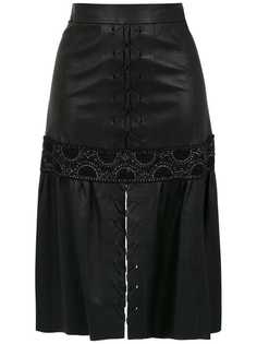 Clé midi leather skirt